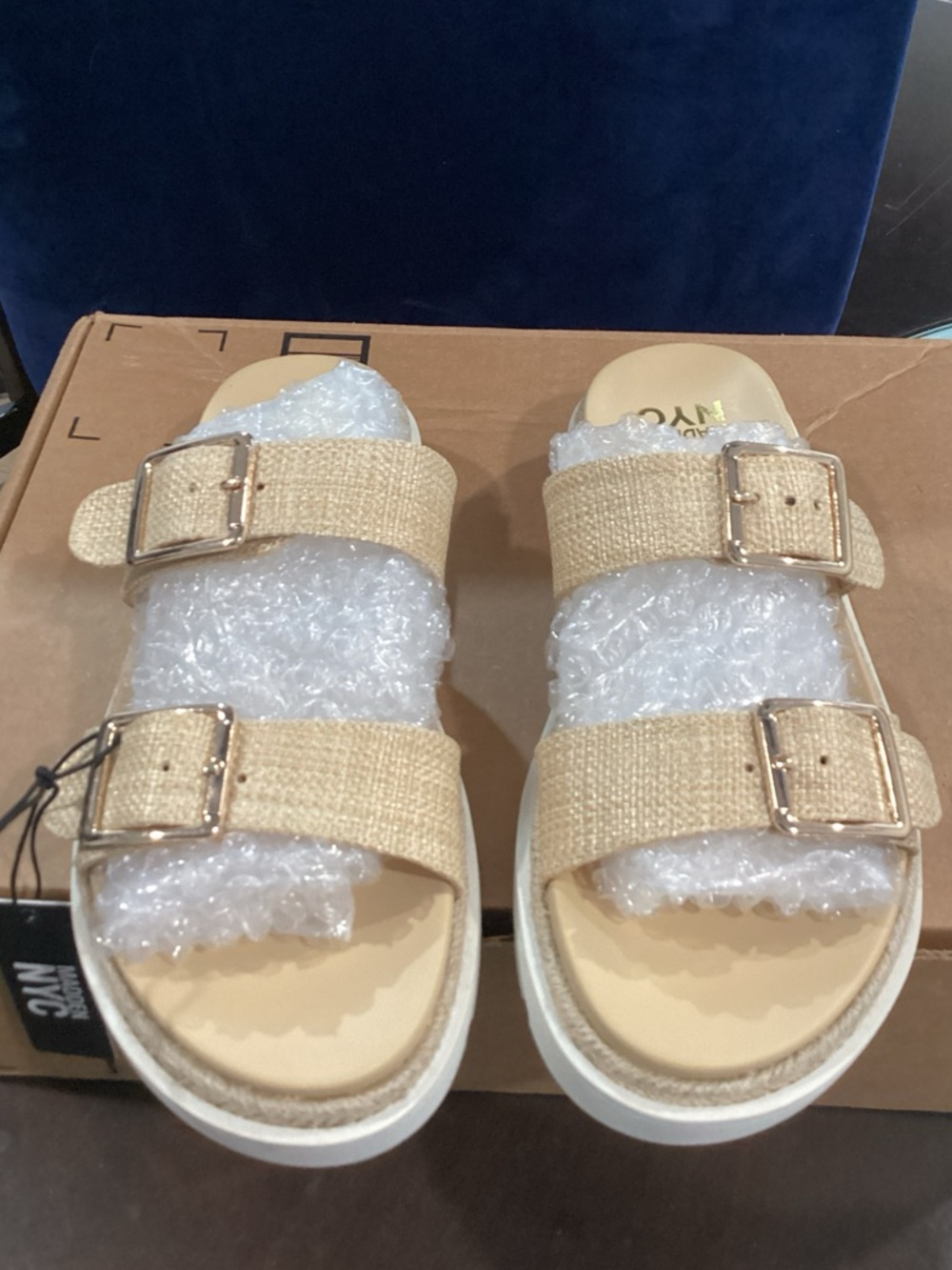 Madden NYCW MNYC Platform Sandal Raffia size 10